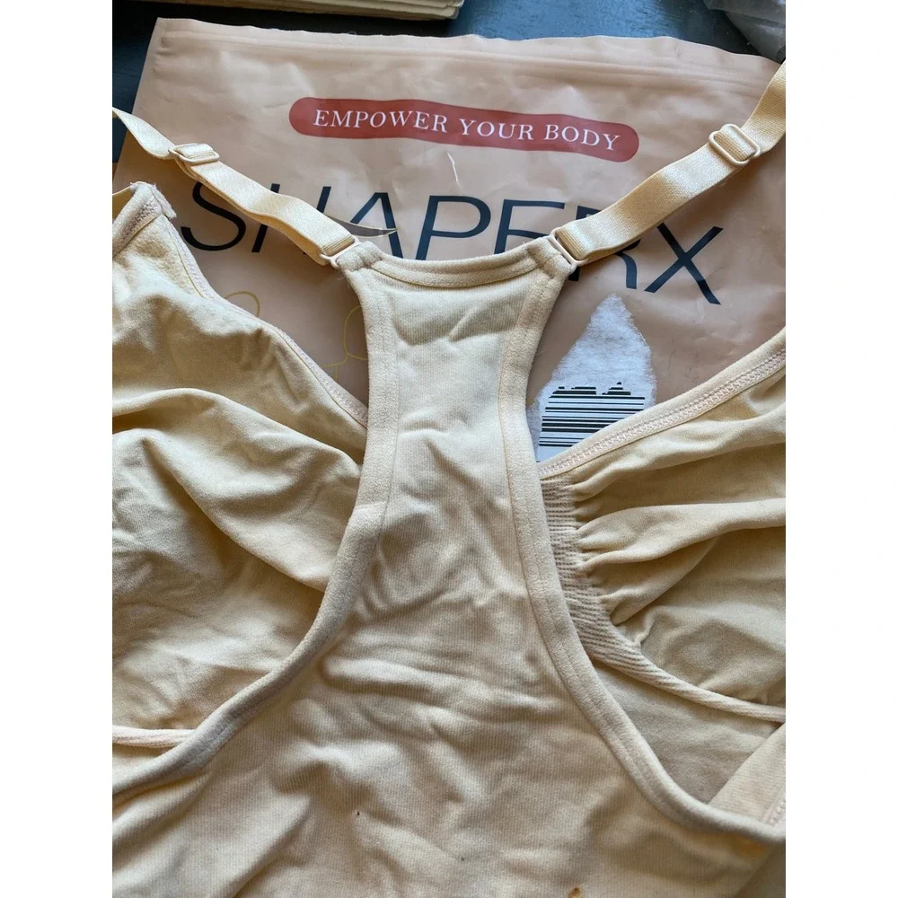 Shaperx Racerback Bodysuit Shapewear Beige Seamless Tummy Control 4XL 5XL New